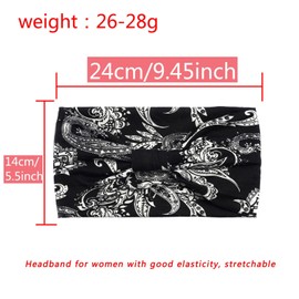 Headbands for Women Ladies Wide Hair Band Boho Floral Print Knot Elastic Running Yoga Head Wrap Hairbands(3 Colors)
