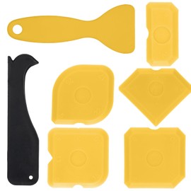7 PCS Silicone Caulking Tool Set, Sealant Silicone Finishing Tools Sealant Finishing Grout Scraper, Caulk Remover Tool Kit for Kitchen Bathroom Floor Window Sealant Sealing Sink Joint Reuse Replace