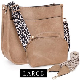 HKCLUF 4055 Women's Fashionable Crossbody Bag Purse For Women Leather Handbag Wallet Set Waterproof Women Crossbody Bag With 2count Adjustable Guitar Strap Perfect:_Light Golden