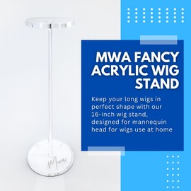 MWA 16 Inches Fancy Acrylic Wig Stand, Stylish And Practical White Wig Holder At Home, Non-slip Leg Wig Head Stand With Mannequin Head, Perfect For Storage And Display