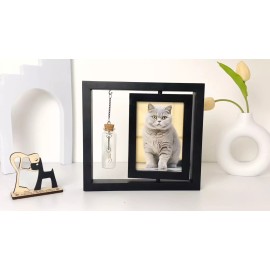 Handmade Black Pet Rotating 4x6 Photo Wooden Frame Memorial Pet Hair Keepsake Frame Decor