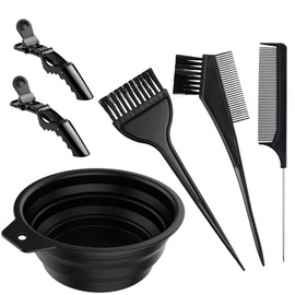 Gezimetie Gezimetie 6PCS Hair Dye Kit, Colouring Tint Tool Brush Kit and Bleach Mixing Bowl Comb and Bowl Set Kit Diy Salon Professional Hairdressing & Highlighting Kit for Men Women (6PCS)