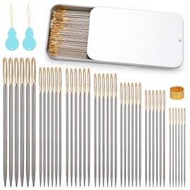 GarfxG 100 PCS Cross Stitch Needles, Assorted 7 Sizes Large Eye Embroidery Needles with Threaders for Cross Stitch DIY Embroidery Handsewing Art Crafts