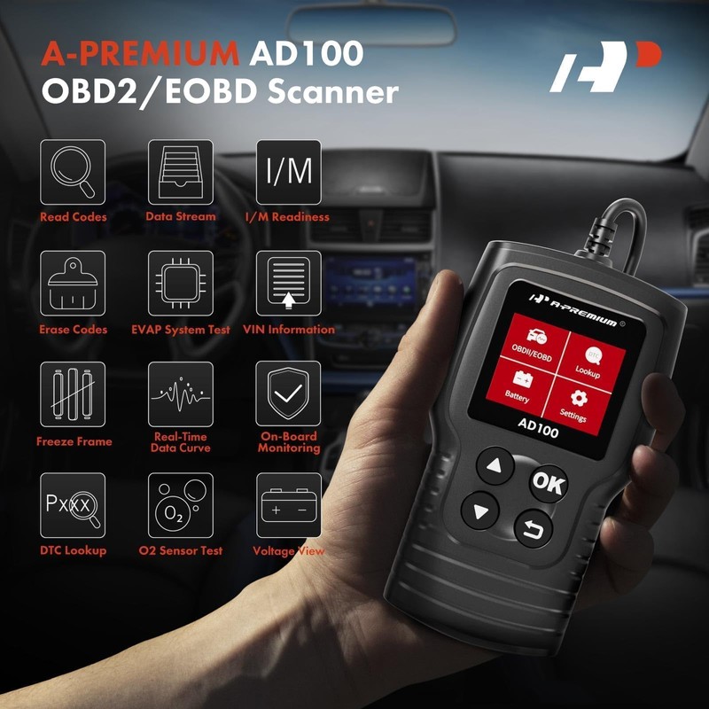 A-Premium AD100 Universal OBD2 Scanner Diagnostic Tool, Car Code Reader