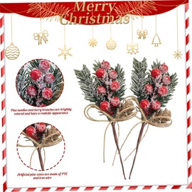 10 Piezas de Adornos Navideños de Bayas de Pino,Conos de Pino de Bayas Rojas de Navidad,Decoraciones con Hojas de Acebo para árbol de Navidad para DIY Navidad DecoracióN Guirnalda Boda Fiesta Adornos