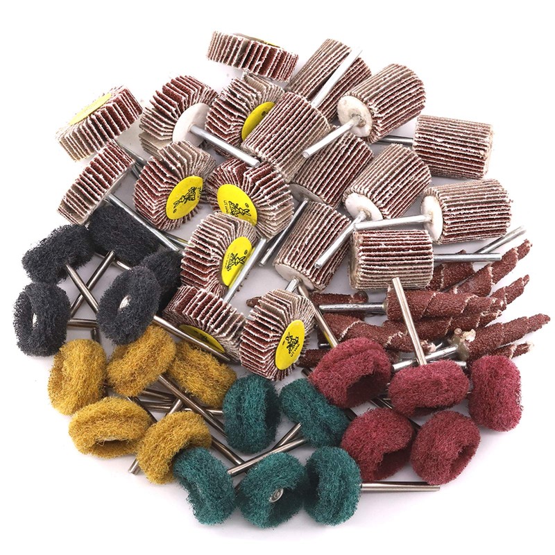 Swpeet 50Pcs Abrasive Sanding Flap Wheel Assortmen Kit, 80 Grit