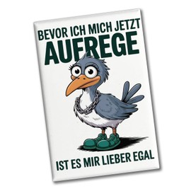 Bird with Big Eyes Souvenir Magnet - Lieber egal Funny Souvenir Magnet with Saying for Office or Kitchen