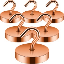 Neosmuk Magnetic Hooks Heavy Duty,100lb Super Strong Magnet with Hooks for Cruise Cabins, Large Metal Hooks for Hanging on Fridge,Extra Strong Magnet Hanger for Ship Walls, 6 Pack,Bronze