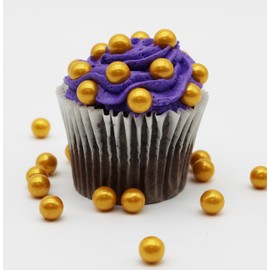 8 Ounce 10MM Gold Edible Candy Beads For Decorating Wedding Cakes-Gemstone Candy For Parties-100% Edible