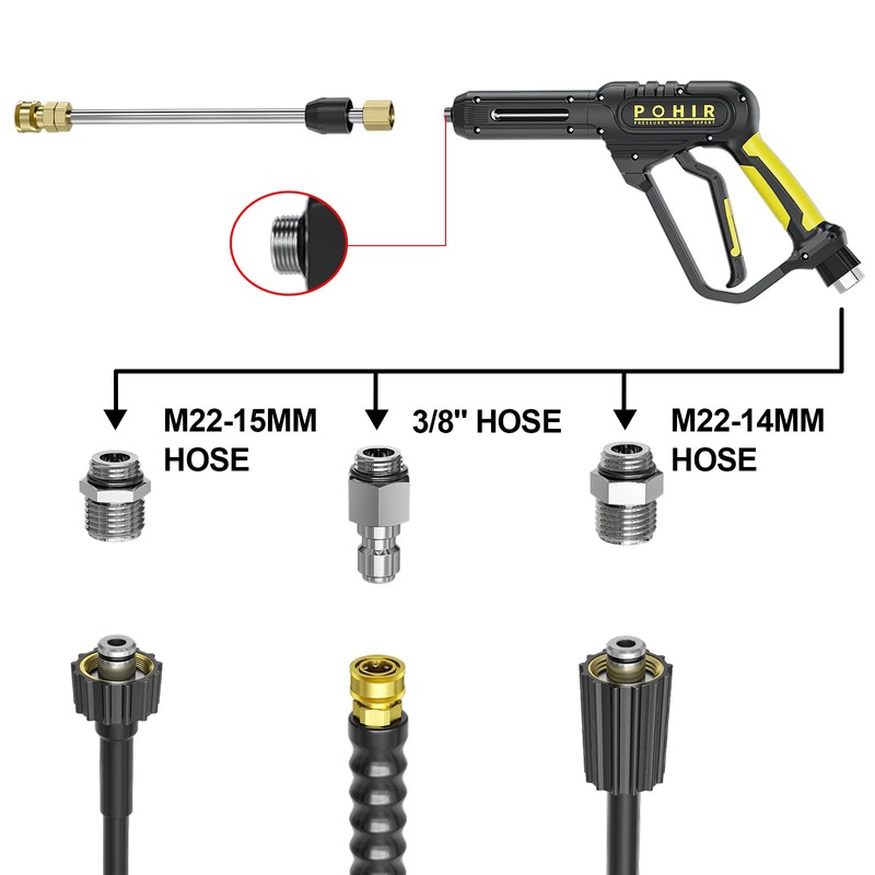 POHIR Pressure Washer Gun 3600 PSI with 3/8'' Swivel Quick