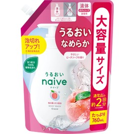Naive Body Soap (Formulated with Peach Leaf Extract) Refill, 25.4 fl oz (760 ml), Body Soap, Body Wash, Soap, Soap, for Kids, Baby Soap