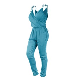 CCcollections Boho Stylish 100% Cotton Jumpsuit for Women - Comfortable and Breathable Loungewear (Blue, Large)