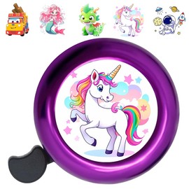 Children's Bicycle Bell, Bicycle Bell for Boys / Girls, for Bicycle Balance Bike Scooter Tricycle, Mountain Bike, Children's Bicycle Bell Girls Boys (Bells + 6 Stickers) (Purple)