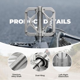 ROCKBROS Bicycle Pedals Mountain Bike Titanium Alloy 3 Bearing MTB Pedals Platform for MTB 250g Lightweight