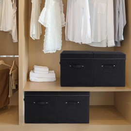 FBBABB Large Shoe Organizer for Closet Fits 20 Pairs, Shoe Storage Box Bins Containers with Lid and Adjustable Dividers for Shoes, Sneakers and High Heeled, Hard Shell and Stackable （Black）