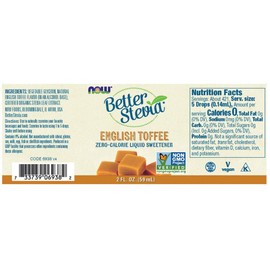 NOW BetterStevia English Toffee Liquid Sweetener Pack of 2 Zero Calorie 2 Fl Oz