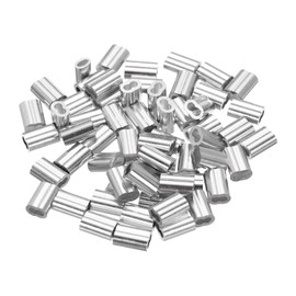 uxcell 1/16"(1.5mm) Aluminum Crimping Loop Sleeve, Double Hole Cable Ferrule for Wire Rope, Silver 60Pcs