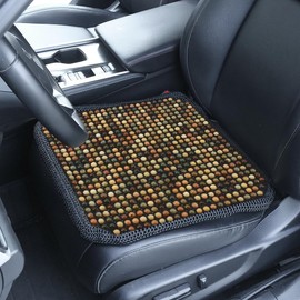 JSCARLIFE Natural Wood Bead Seat Cover Pad Mat Comfy Cool Summer Massage Car Seat Cushion (Square) for Truck,RV,Pickup,Office Chair Cover (Black Style2)