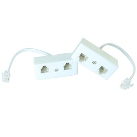Longdex Two Way Telephone Splitter 2PCS RJ11 6P4C Telephone/Phone Line 1 Male to 2 Female Modular T Adapters Jacks Cable