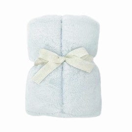 MON AMI Charmante Luxe Faux Fur Baby Blanket - Blue| 29-Inch x 35-Inch Soft & Cozy Blanket for Babies | Lined with Breathable Cotton Muslin for Year-Round Comfort