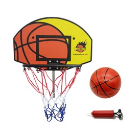 Hamnskyth Trampoline Basketball Hoop, Fits Most Straight & Curved Poles, with Stainless Steel Angle-Adjustable Mounting Base, Includes Mini Basketball & Pump (with Clamp, 21 * 14inch)