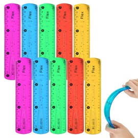 Pack of 10 rulers 15 cm, plastic ruler in red, yellow, blue and many other colours to choose from, enough to meet your many needs