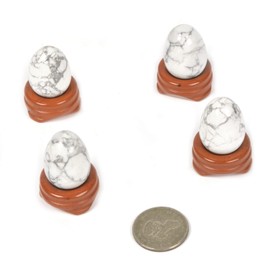 Justinstones White Howlite Natural Gemstone Quartz 30mm Egg Shaped Crystal Healing Chakra Energy Balancing Meditation Home Office Decor Stone with Stone Stand