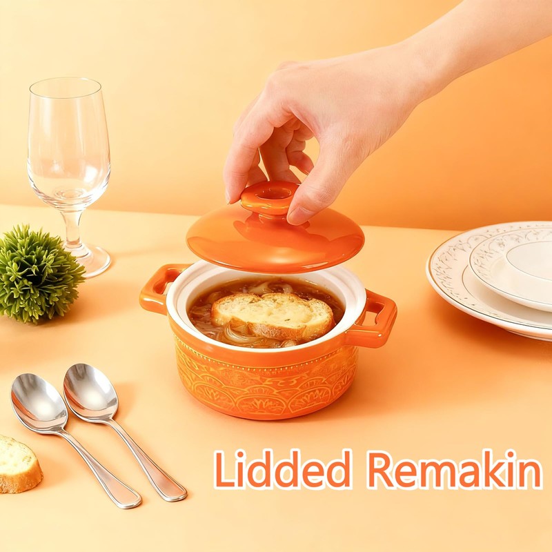 Hacaroa Set of 6 Mini Cocotte with Lid, 8 Oz