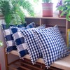 HOPLEE Summer Navy Blue Pillow Covers 18x18 Farmhouse Gingham Pillows