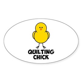 CafePress Quilting Chick Oval Car Bumper Sticker