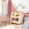 Kids White Gray Wooden Bookshelf With Universal Wheels For ChildrenColor: