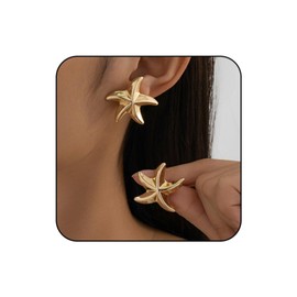 WCRAZYE Starfish Statement Star Stud Earrings Boho Starfish Earrings for Women 14k Gold Sea Star Earrings Beach Vacation Statement Earrings Fashion Ocean Jewelry Accessories Gift (Style 2)