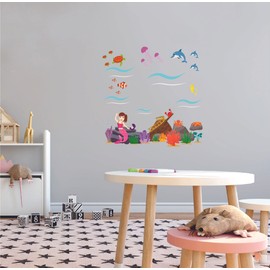 THE CITY - DIY Vinyl Adhesive Kids Bedroom Decal Art Sea Scene Decoration Nature Design Home Wall Decal Sheet - Removable Sticker Build A Underwater Scenery Stick And Peel For Wall Décor 15.8" x 20.3"