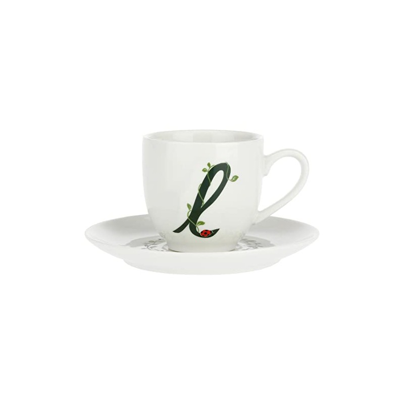 PORCELLANA Solotua Coffee Cup with Saucer Letter 'L' 3 Oz