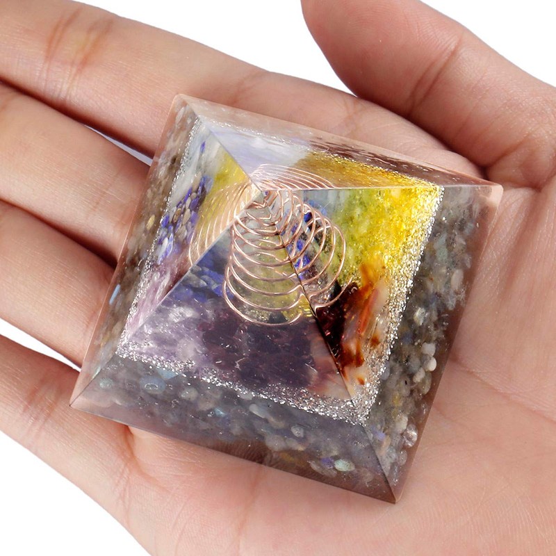 Nupuyai Labradorite Healing Crystal Pyramid for Protection, Chakra Energy Crystal