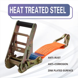 Ratchet Tie Down Straps Set 2 inch 13 Ft 11,000 lbs Break Strength Heavy-Duty Cargo Straps Double J Hook for Moving Appliances Lawn Equipment and Motorcycles 4 Pack Orange