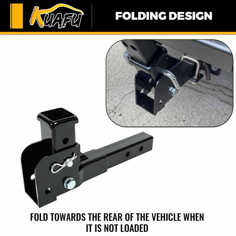 KUAFU 2" Folding Hitch Adapter Compatible with 2 Inch Trailer
