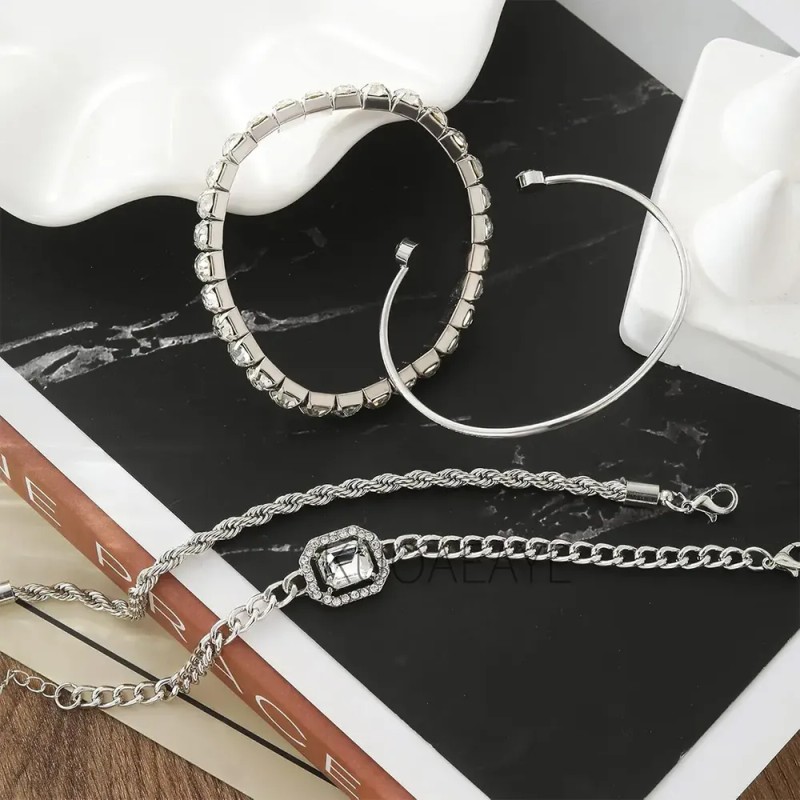 KUOAEAYE - Set 4 Pulseras Para Mujer Con Zirconias Ajustables