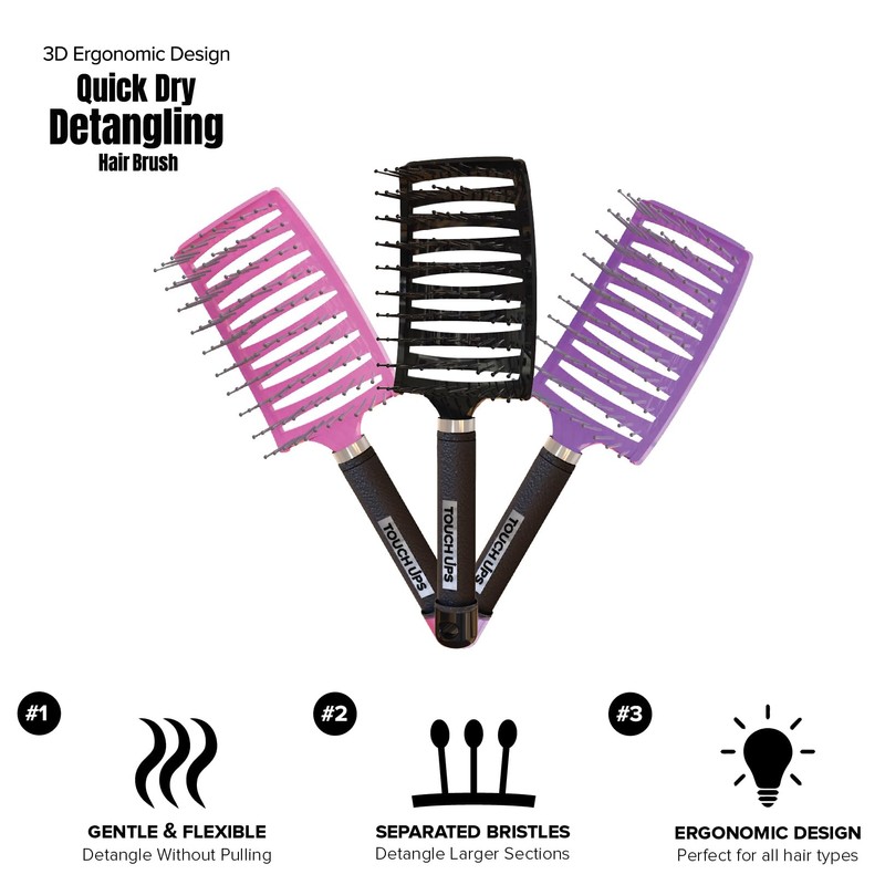 TouchDown Paddle Brush Flexible Bristle Wet or Dry Damp Styling