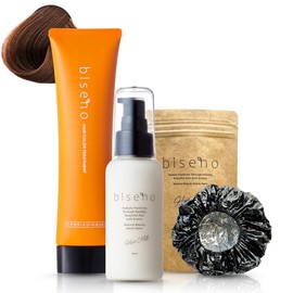 biseno 白髪ケア しっかり染めて きれい続く 3点セット ダークブラウン ヘアカラートリートメント アルミヘアキャップ ヘアミルク ジアミンフリー レディース メンズ 植物由来