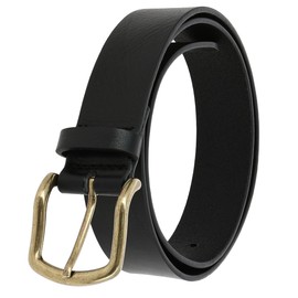 FASHIONGEN - Vegetable tanned bull leather belt, for women and men, ALFONSA - Black (Golden buckle), 105 cm (42 in) / Pants size 39 to 40