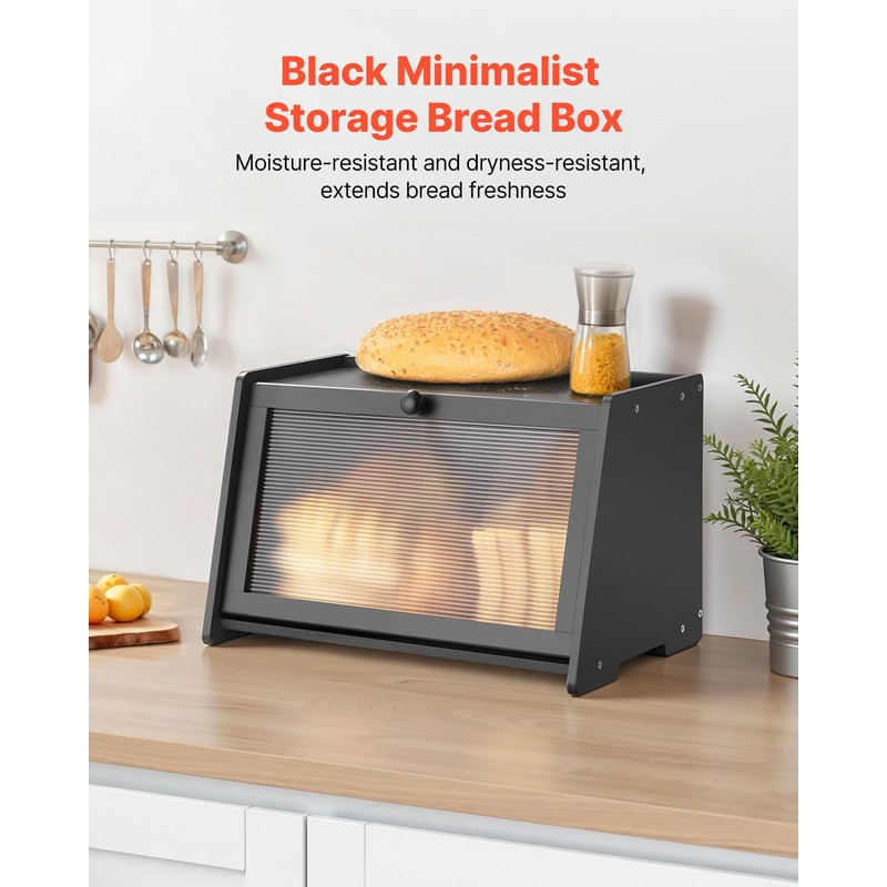 VEVOR Bread Box for Kitchen Counter, Large Capacity Bamboo Bread