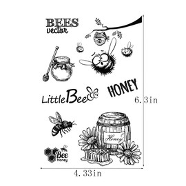 Little Bee Honey Honeycomb Beehive Honey Jar Hive Clear Stamps Transparent Silicone Stamp Album Cards Rubber Stamp for Card Making Decoration and DIY Scrapbooking