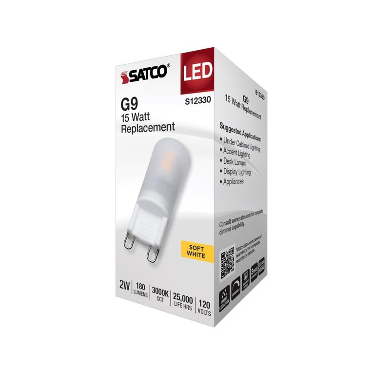 Satco S12330-2 Watt T4 LED Bulb, G9 Base, Frost Finish,