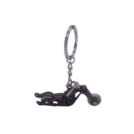 YJS Skeleton Motorcycle Keyring 3D Mini Vintage with Chain Motorcycle Zinc Alloy Decoration Keyring for Motorcycles Scooters Cruiser Cars Sports Bike Bags Backpacks Exquisite Gifts, Red copper