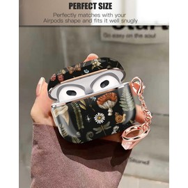 ZEKICE Airpod 3 Case Cute Airpods 3rd Generation Cover Protective Shockproof Hard Cover Shell with Rose Gold Keychain Buds Case for Girl Women Men (Boho Forest Mushroom)
