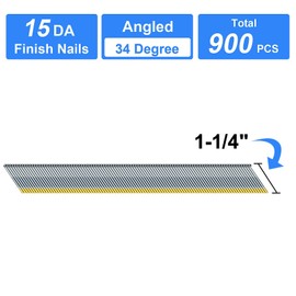 SimCos 15 Gauge 34-Degree DA Series Angled Finish Nails, Galvanized Assorted Size Project Pack for Pneumatic, Electric Angled Finish Nailer or Nail Gun (1-1/4"-900 pcs)