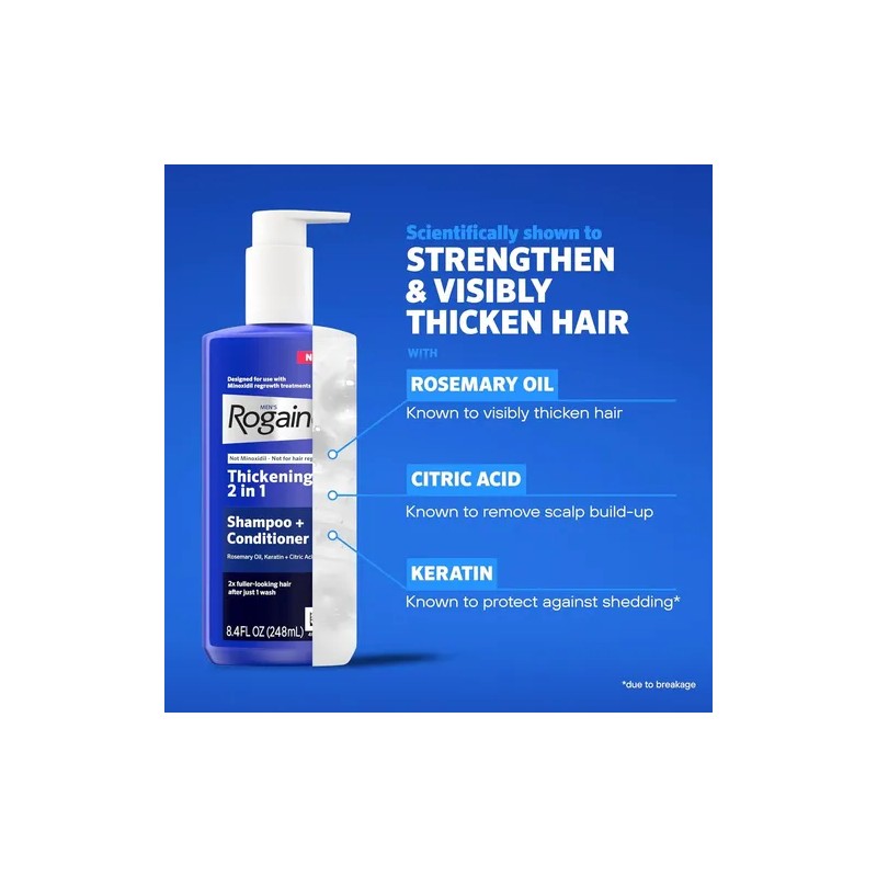 Champú Y Acondicionador Rogaine Mens Thicking 2 En 1, Con