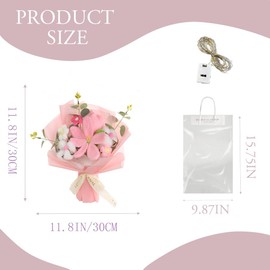 Crochet Tulip Flower Bouquet: Handmade Tulip Artificial Flowers for Festival Wedding Graduation Anniversary Birthday Home Decor (Pink)