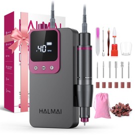 Electric Nail Drill Professional, Portable Nail File for Acrylic Gel Nails, Cordless Rechargeable Ultra Power Nail Drill Kit 40000RPM, HMC320 Salon-Grade Efile Nail Machine (Dark Grey)
